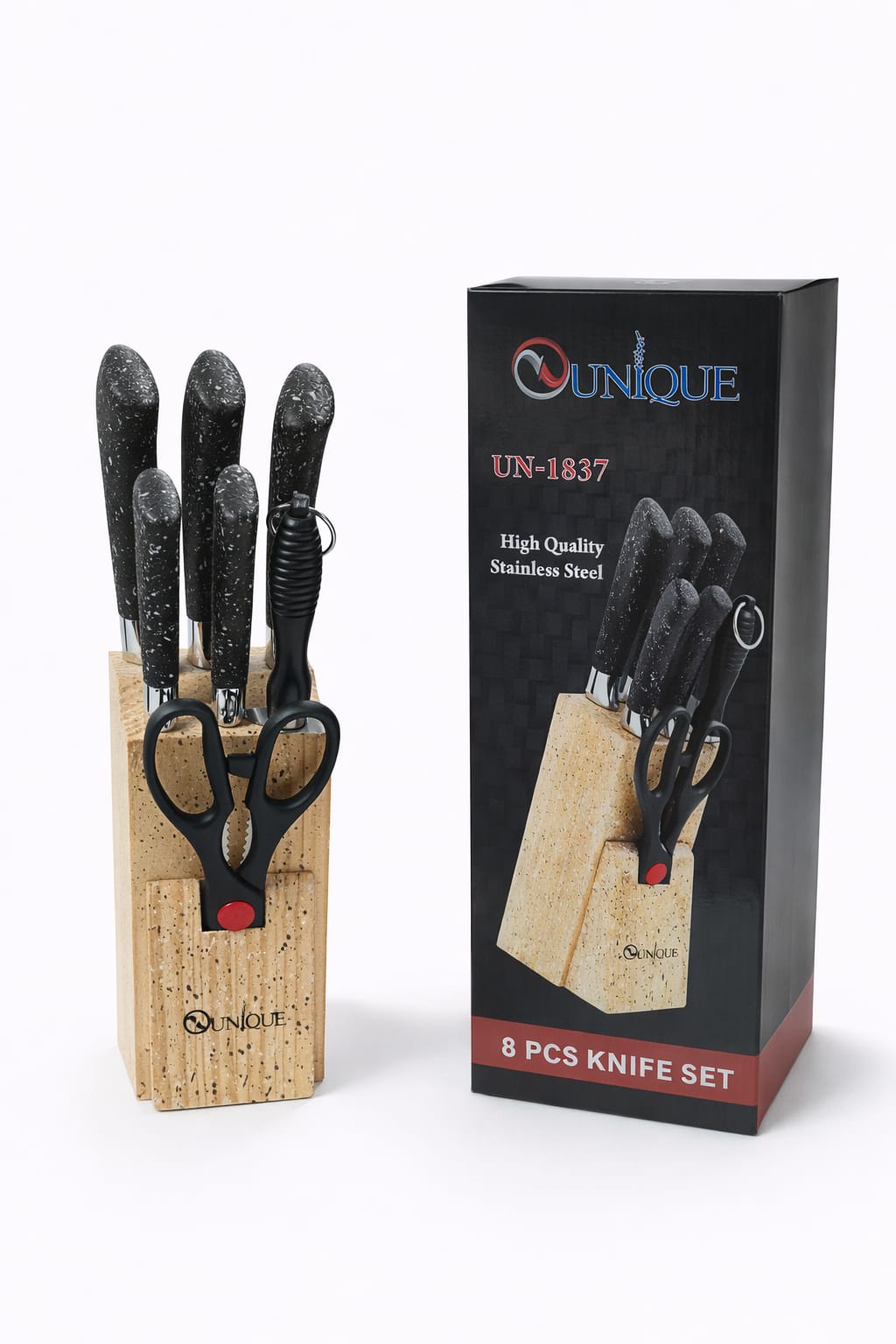 8-teiliges Messerset mit Holzblock